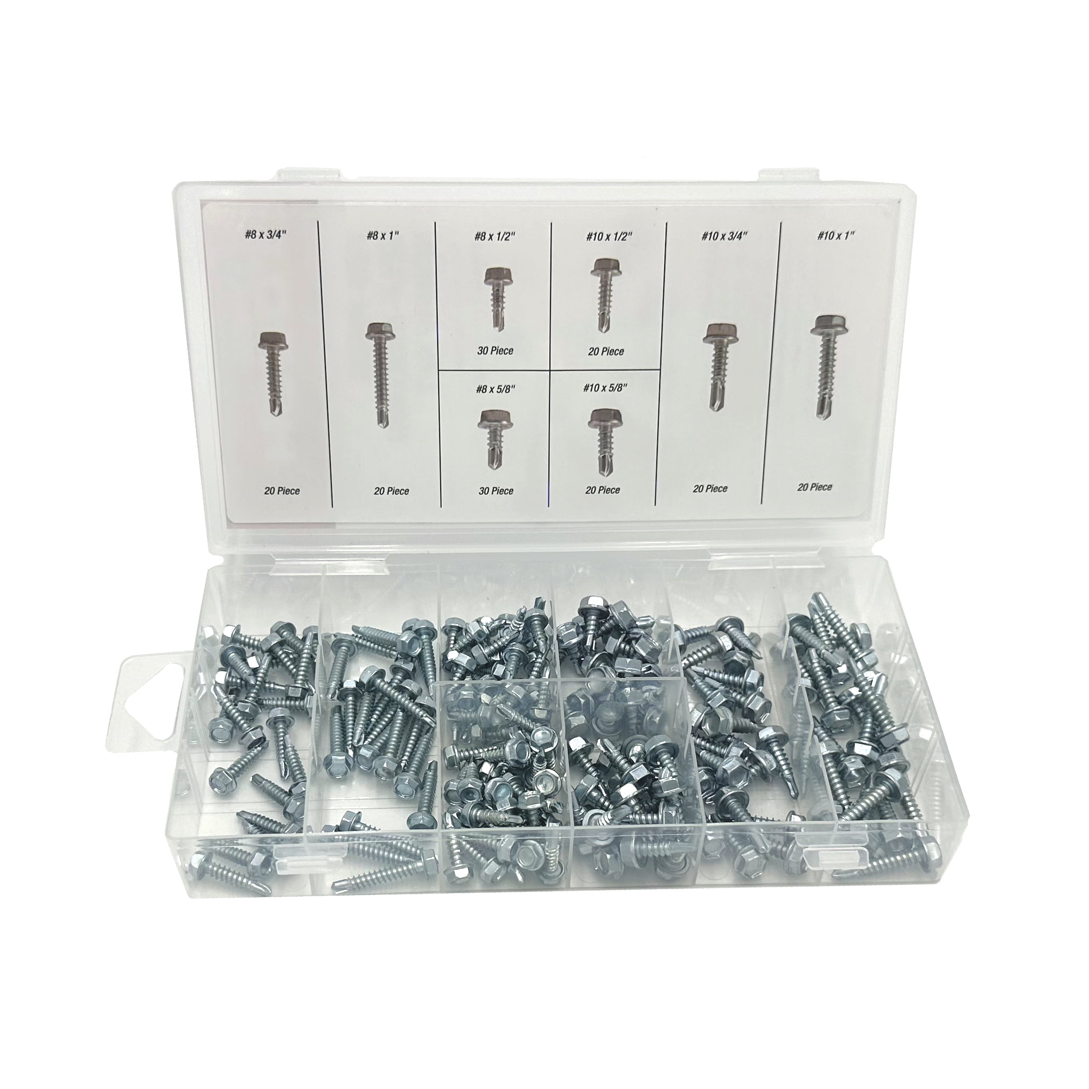 Hyper Tough 180Piece Zinc Plated Steel Self Drilling Screw Set with