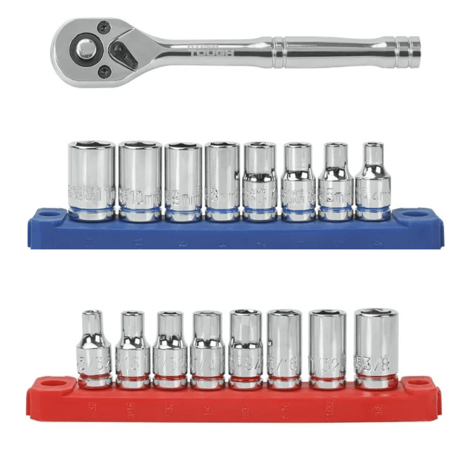 Hyper Tough 19 Piece 1/4 inch Drive Ratchet and Socket Set