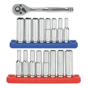 Hyper Tough 19 Piece 1/4 inch Drive Ratchet and Socket Set, Deep Sockets
