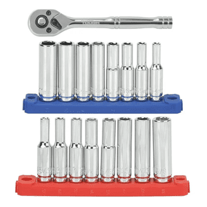 Juego de 19 piezas Hyper Tough de llave de trinquete y dados profundos de 1/4 de pulgada (SAE y mm)