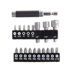 Hyper Tough 19 Piece Screwdriver Bit Set with Magnetic Bit Guide, Steel Material