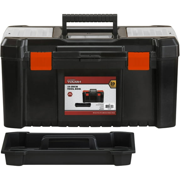 Hyper Tough 19-inch Toolbox with Removable Tool Tray Parts Organizer