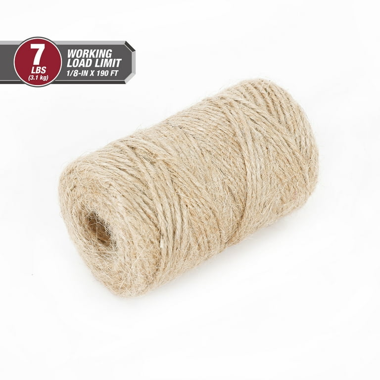Hyper Tough 190' Jute Twine Natural, Biodegradable, 7 lb Working Load  Limit, Brown, Rope
