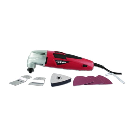Hyper Tough 2.1 Amp Corded Oscillating Multi-Function Tool, Variable Speed, with Hex Key, Sanding Pad, 1-1/4 inch Blade, Scraper Blade & 3 Sanding Sheets (80, 100 & 120 Grit)