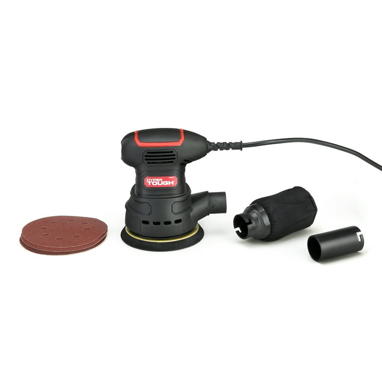 Hyper Tough 2.5 AMP Corded 5 inch Orbital Sander with Dust Bag, Vacuum Hose Adapter & 3 Sanding Sheets (60, 80, & 120 Grit) Hyper Tough 2.5 AMP Corded 5 inch Orbital Sander with Dust Bag, Vacuum Hose Adapter & 3 Sanding Sheets (60, 80, & 120 Grit)