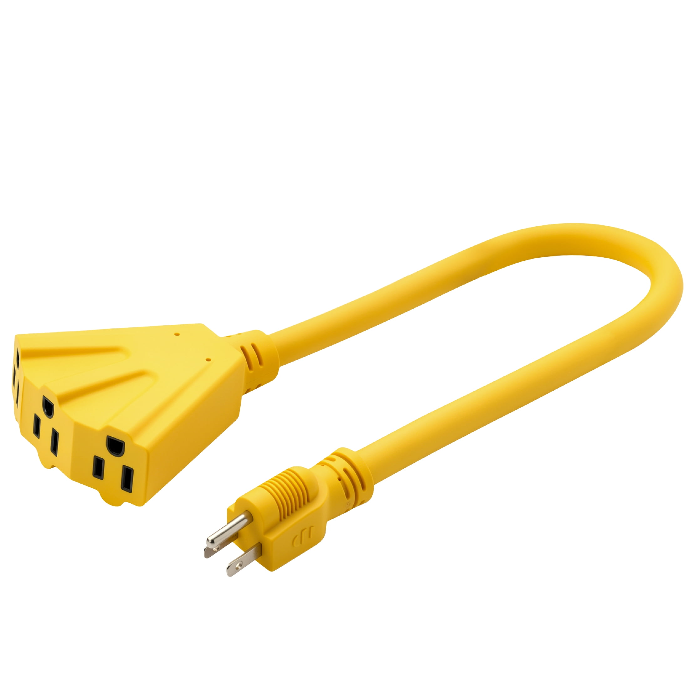 Hyper Tough Heavy Duty 2 Foot Adapter Extension Cord 3 Outlets 15