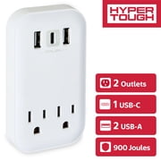 Hyper Tough 2 Outlet Splitter with 2 USB Ports and 900J Surge Protection