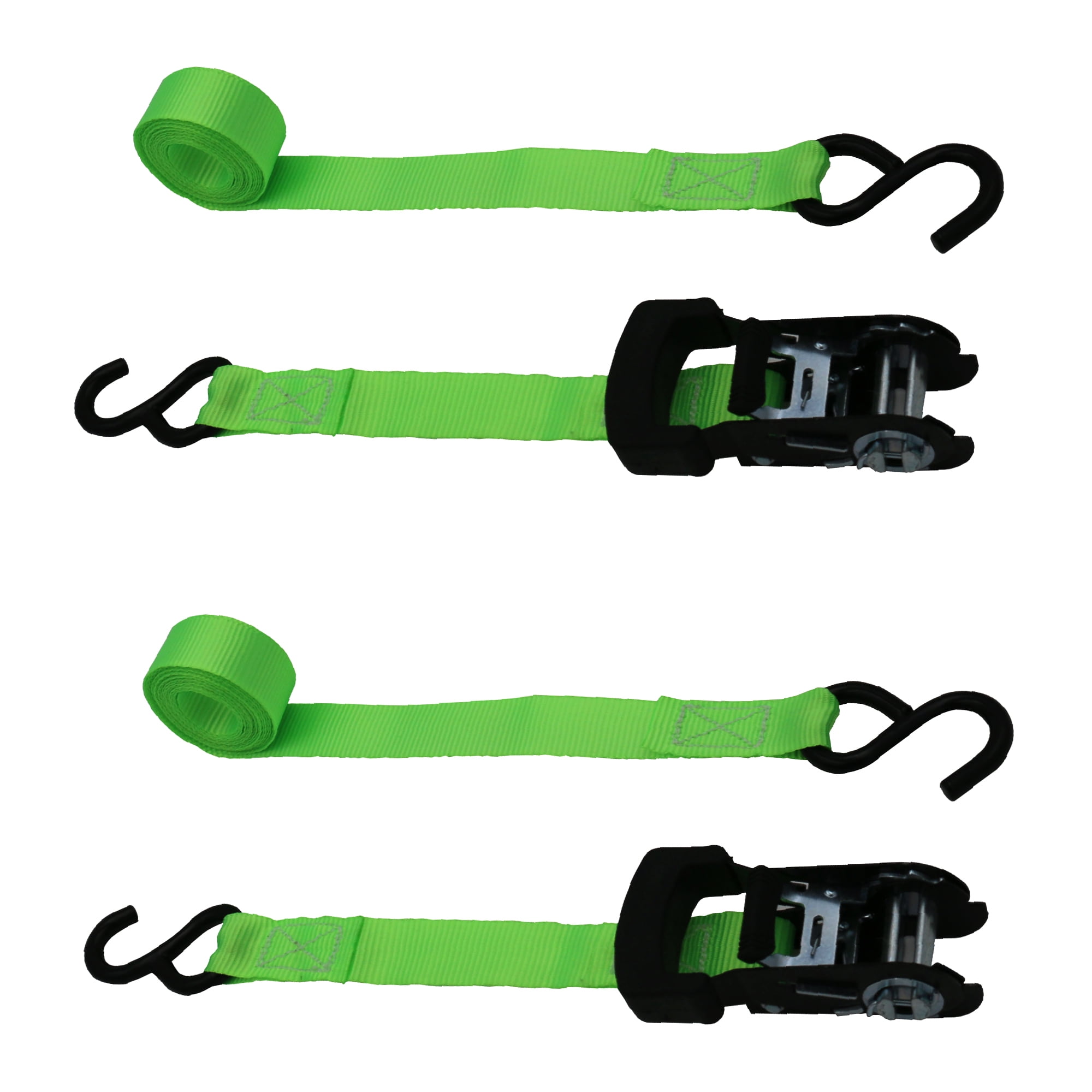 Hyper Tough 2 Pack 10 feet Steel Ratchet Tie Downs, 500 lbs, Green, 33.