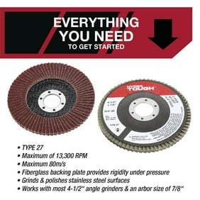 Hyper Tough 2 pack 60 Grit Flap Discs 4-1/2-inch Diameter with 7/8-inch Arbor Abrasive Material