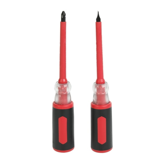 Hyper Tough 2-Pack Soft-Grip Insulated Screwdriver Set, 1/4-Inch Slotted and #2 Phillips