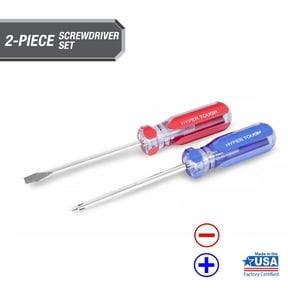 Hyper Tough 2-Piece Acetate Handle Screwdriver Set, Includes 1 Phillips & 1 Flat Head Driver