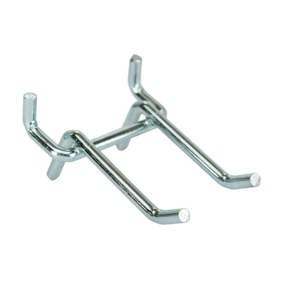 Hyper Tough 2 in. Heavy Duty Double Peg Hooks, Zinc Plated Steel