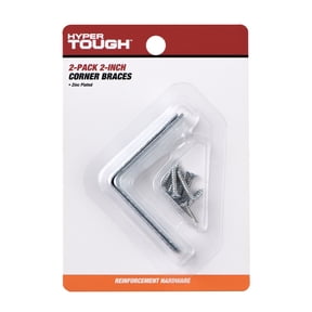 2 Inch x 2 Inch Corner Brace, Steel, Zinc Plated (2 Pack)