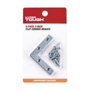 Hyper Tough 2 inch. x 2 inch. Flat Corner Brace, Steel, Zinc Plated 4 Pack