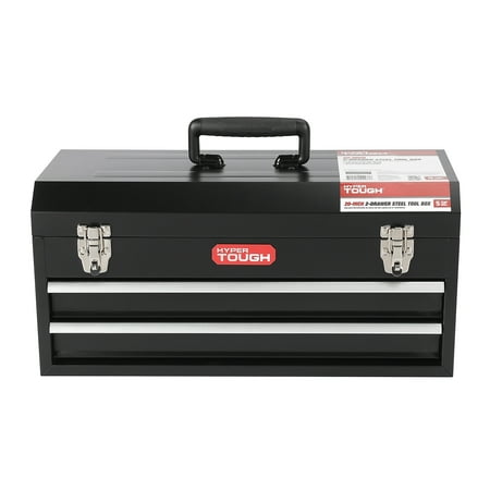 Hyper Tough 20-Inch 2-Drawer Tool Box, Tool Chest with Flip-Up Lid, Black