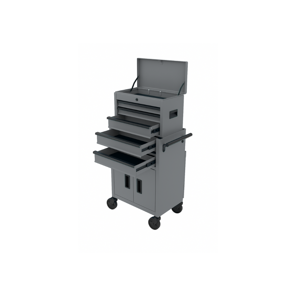 Caja de herramientas de acero para servicio pesado Hyper Tough de 20 pulgadas, capacidad de 300 libras, gris