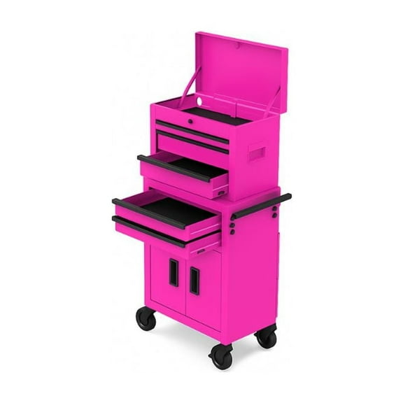 Hyper Tough 20-Inch Heavy Duty Steel Tool Chest, 300 lbs Capacity, Pink