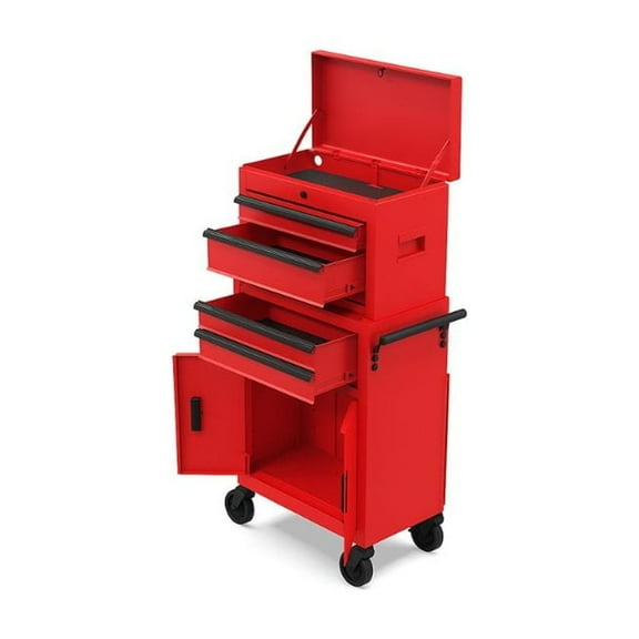 Hyper Tough 20-Inch Heavy Duty Steel Tool Chest, 300 lbs Capacity, Red