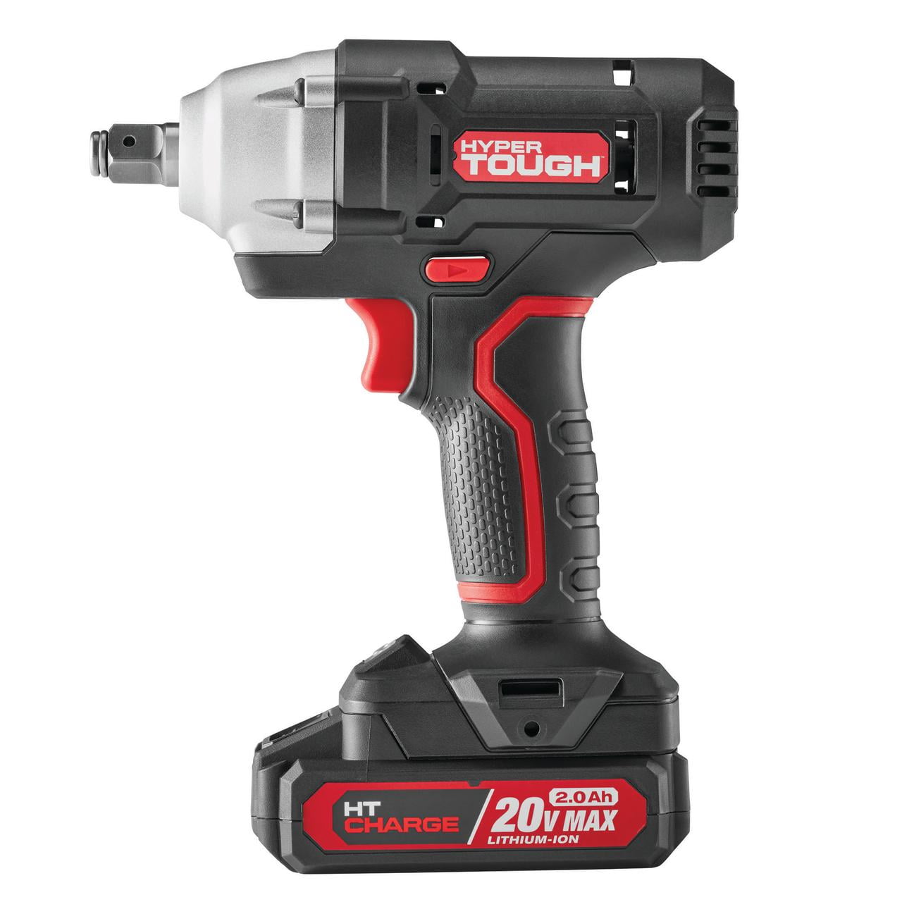 Hyper Tough 20 V Cordless 1/2-inch Impact Wrench with 2.0 Ah Battery and  Charger