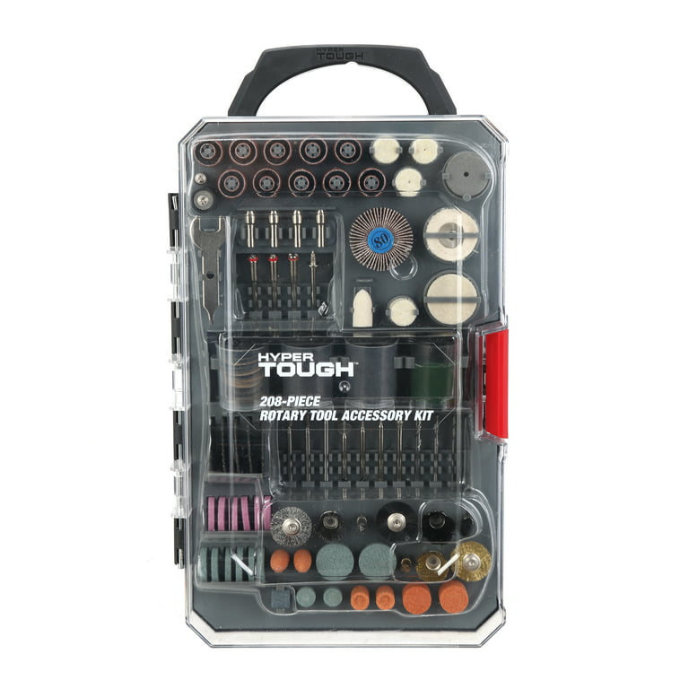 Hyper Tough 208 Piece Rotary Tool Accessory Kit with Storage Case, product  accessories included