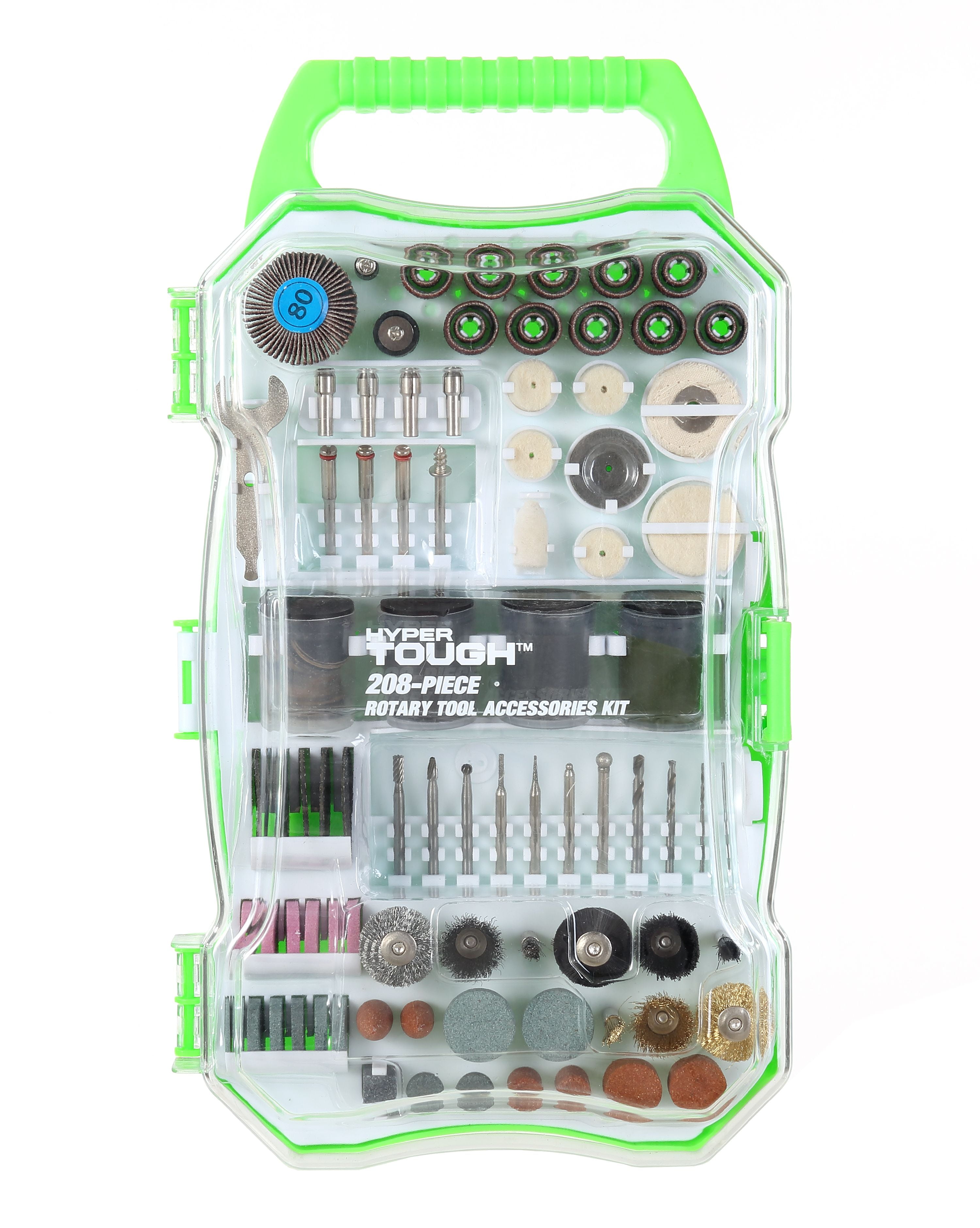 Hyper Tough 208-Piece Rotary Tool Accessory Kit with Storage Case 
