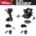 thumbnail image 1 of Hyper Tough 20V Cordless 1/4” Impact Driver & Circular Saw Bundle, (2) 1.5Ah Lithium-Ion Batteries & (2) Chargers, 1 of 5
