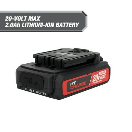 hyper tough 20v max 2.0ah lithium-ion battery pack with usb-a and usb-c ports