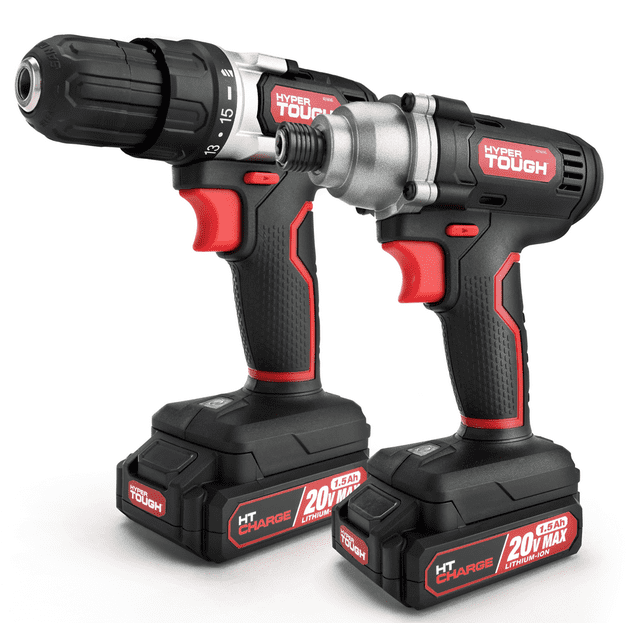 Hyper Tough 20V Max 3/8 inch cordless Drill / 1/4 inch cordless Impact