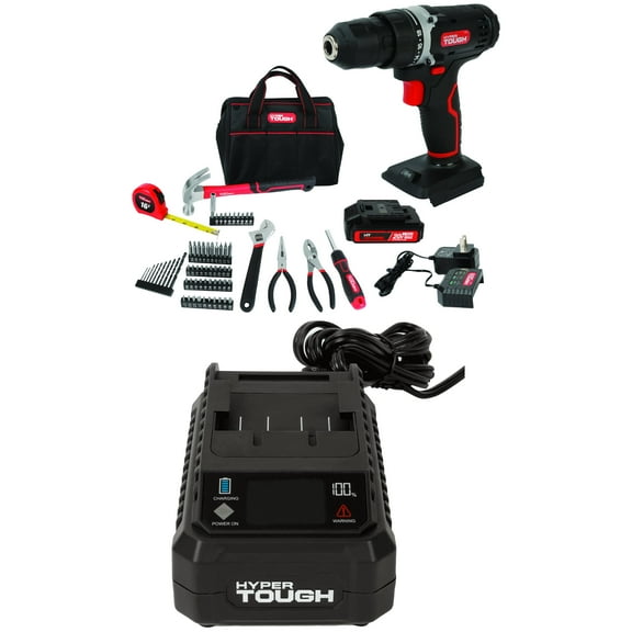 Hyper Tough 20V Max 70-Piece Cordless Drill Project Kit and Fast Charger