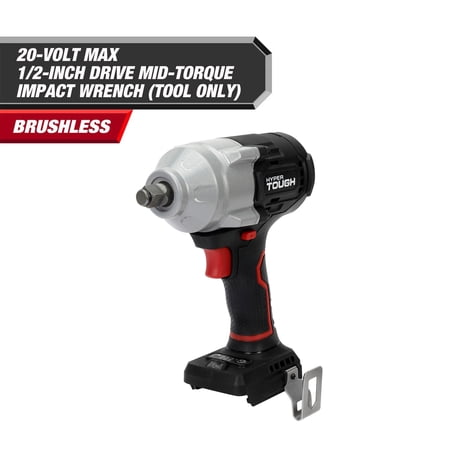 Hyper Tough 20V Max 1/2 in Brushless Mid-Torque Cordless Impact Wrench, 550 ft-lbs, Tool Only