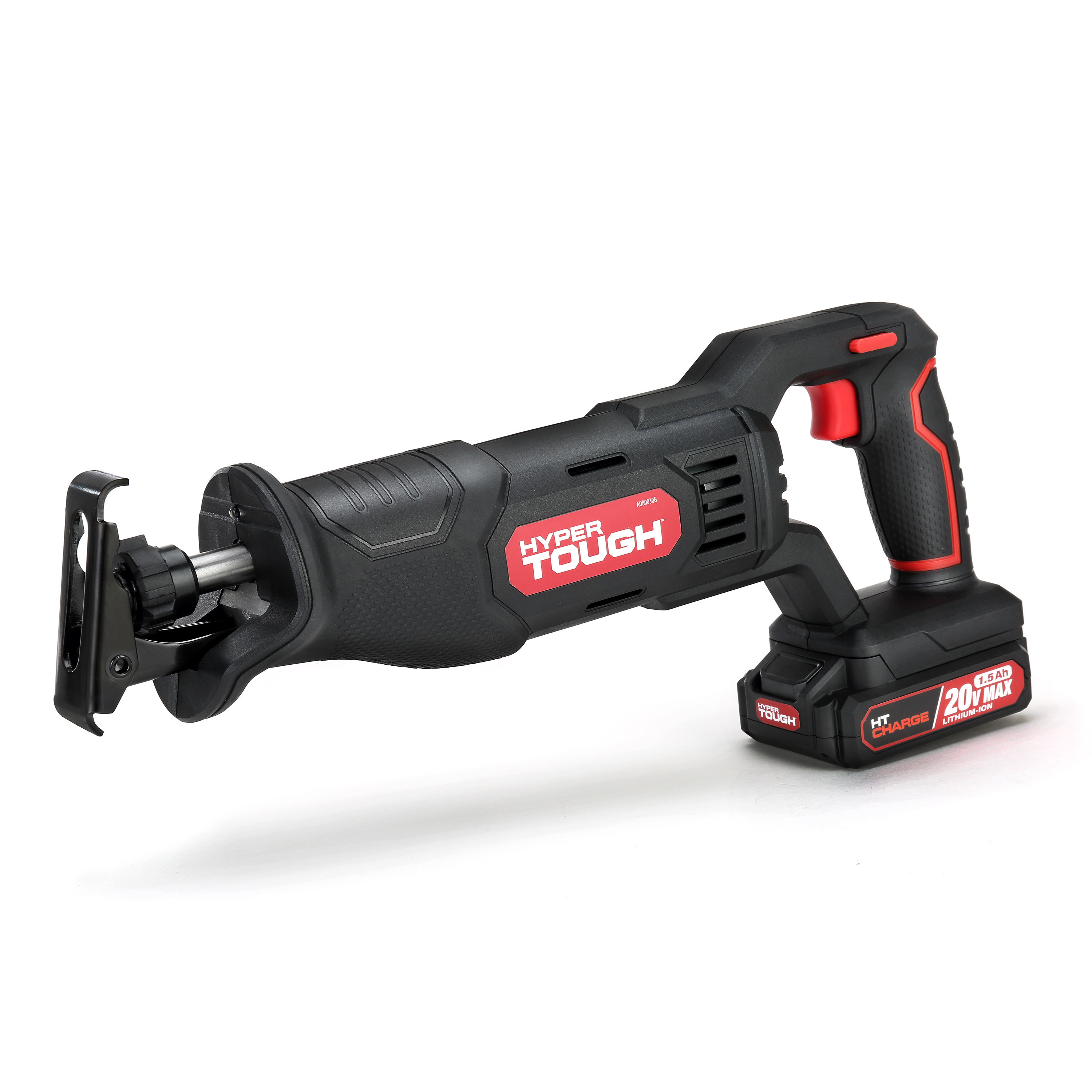 Hyper Tough 20V Max Lithium-ion Cordless Reciprocating Saw, Variable Speed, Keyless Blade Change, with 1.5Ah Lithium-Ion Battery and Charger, Wood Blade and LED Light - image 1 of 28