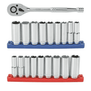 Hyper Tough 21-Piece 1/2-inch Drive Deep Ratchet and Socket Set (SAE and mm)
