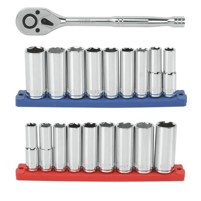 Hyper Tough 21 Piece 1 2 inch Drive Ratchet And Deep Socket Set Walmart