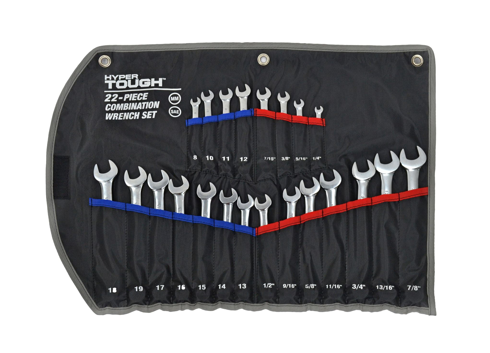 Hyper Tough 22-Piece Metric and SAE Combination Wrench Set