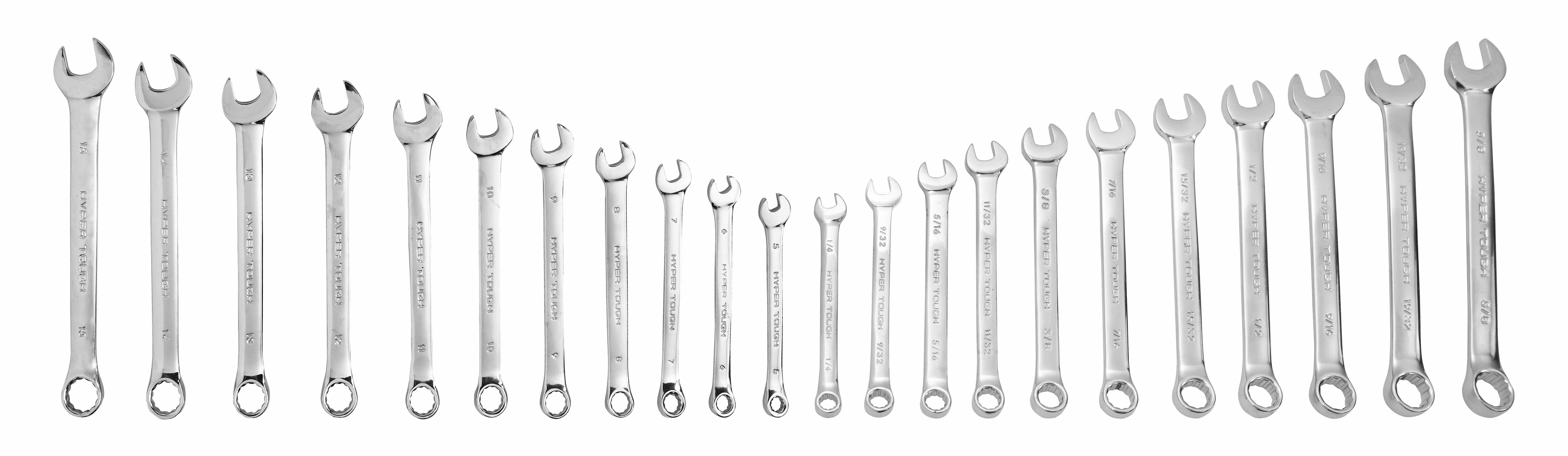 Hyper Tough 22-Piece Combination Wrench Set - Metric/SAE
