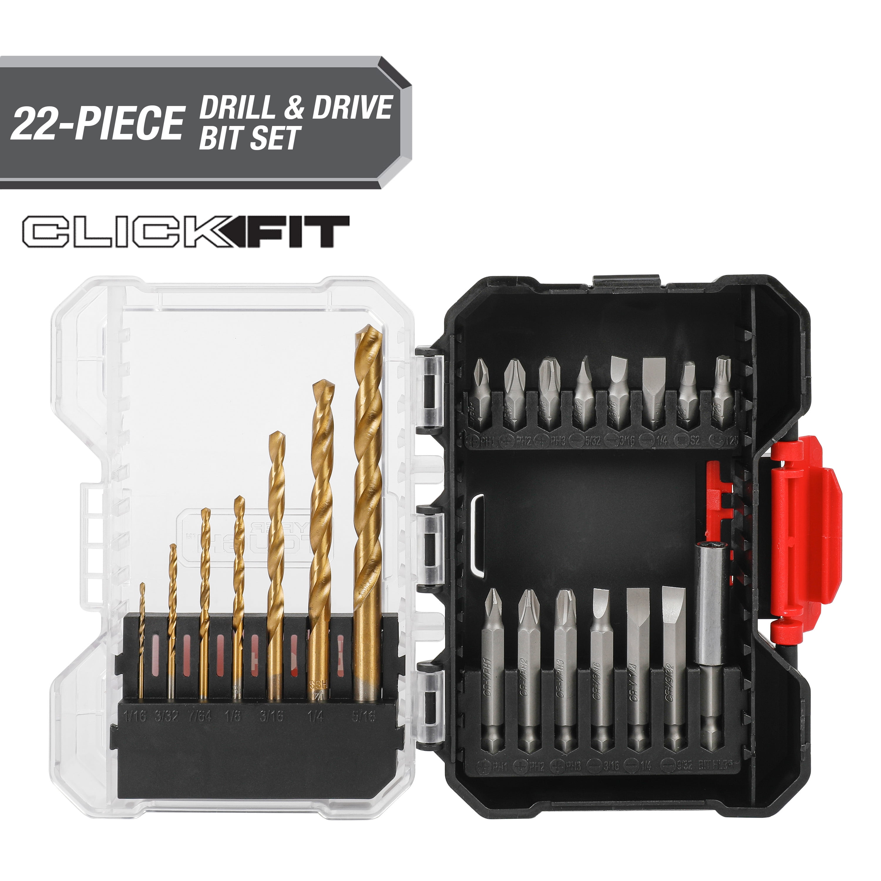 Hyper Tough 22 Piece Drill Drive Set in Click Fit Case in Nepal at NPR 5822 Rating 5