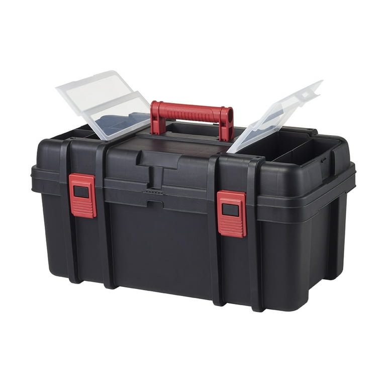 Hyper Tough 22-inch Toolbox, Plastic Tool and Hardware Storage, Black