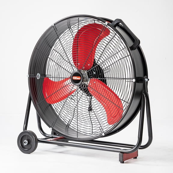 Hyper Tough 24-Inch 2-Speed Metal High Velocity Red & Black Tiltable Drum Fan