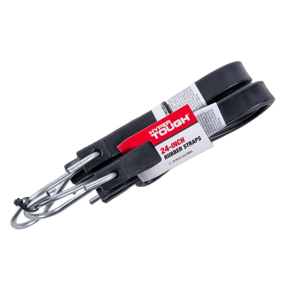 Hyper Tough 24 in EPDM Rubber Strap Bungee Cords with Zinc-Plated Steel S-Hooks, 2-Pack