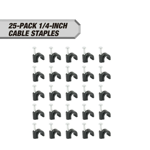 Hyper Tough 25-Pack Coax Cable Staples Black