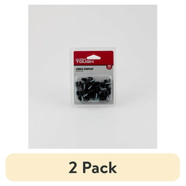 (2 pack) Hyper Tough 25 Piece Coaxial Cable Staples, Black, Cable Clips