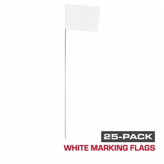 Hyper Tough Safety Marking Flags, White, 25 Count