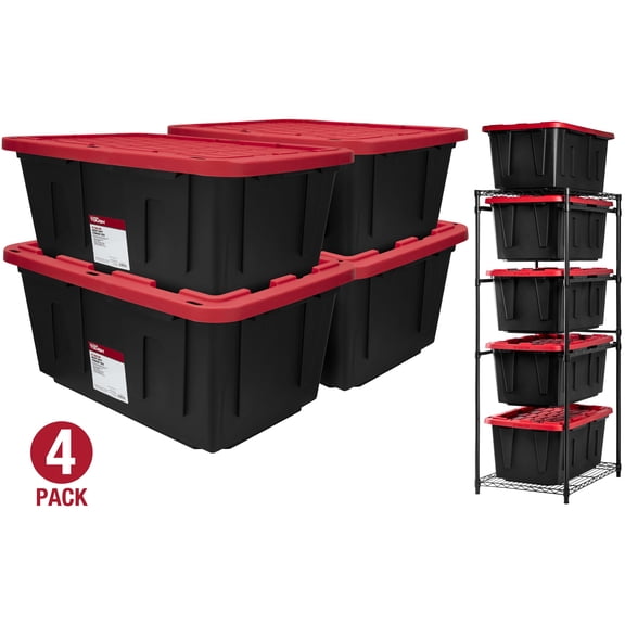Hyper Tough 27G Totes 4pk & Clevermade Rack