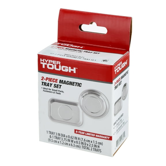 Hyper Tough 2pc Magnetic  Aluminum Tray Set, New, 2.55"x3.66"x0.54",  0.44lb
