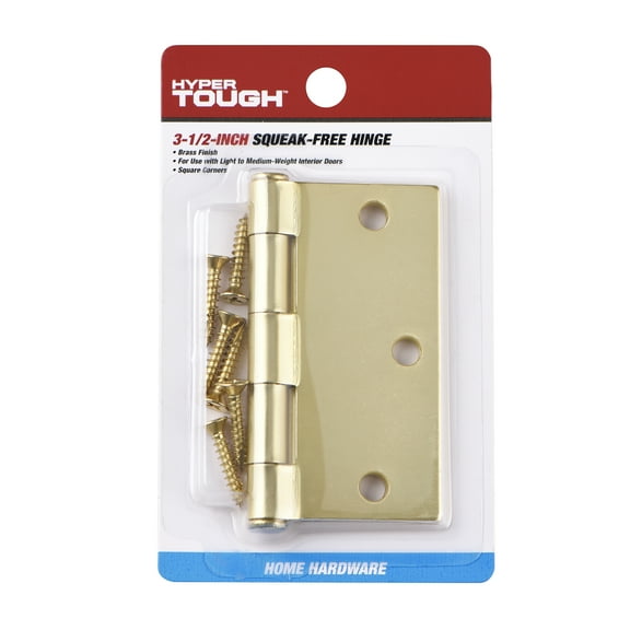 Hyper Tough 3-1/2 Inch New Square Corner Squeak-Free Door Hinge Brass, 1 Piece