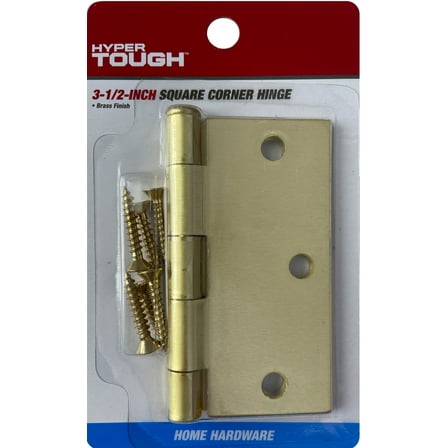 Hyper Tough 3-1/2 in. Square Corner Steel Door Hinge, Brass Finish