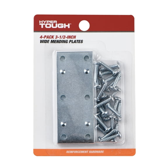 Hyper Tough 3-1/2 in. Wide Mending Plate, Steel, Zinc Plated (4 Pack),Hardware Braces