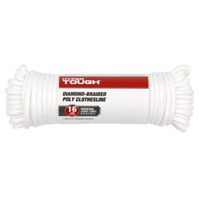 Hyper Tough 3/16 inch Diamond Braided Polyester Clothes Line 50 feet, White