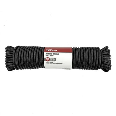 Hyper Tough 3/8 inch x 100 ft, Diamond Braided Polypropylene, Black Rope
