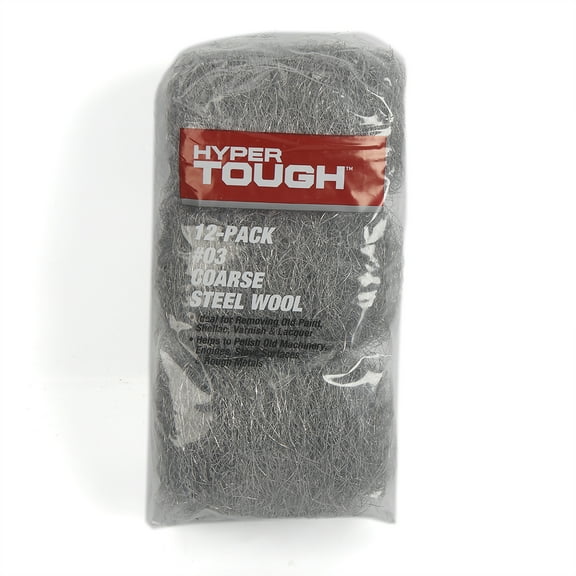 Hyper Tough #3 Coarse Steel Wool Pads, 12 Pack